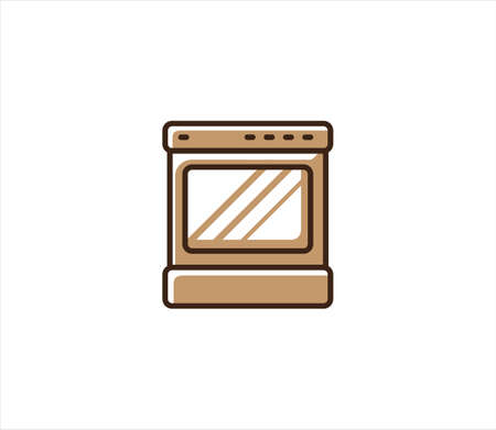 electric oven vector icon illustration in simple outline style for bakery and pastry shopのイラスト素材