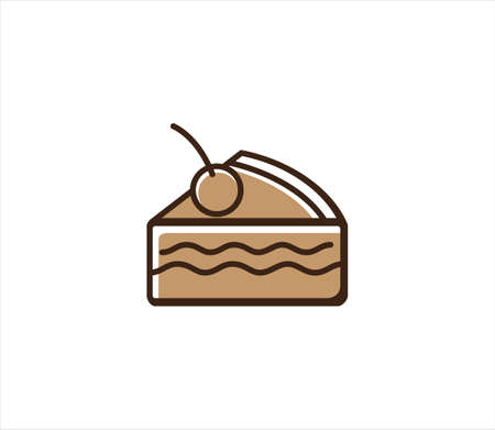 a slice of pudding cake vector icon illustration in simple outline style for bakery and pastry shopのイラスト素材