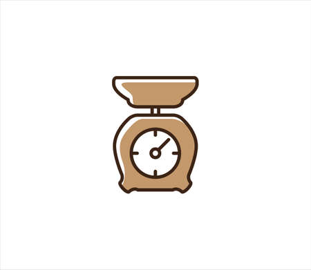 kitchen weight scale vector icon illustration in simple outline style for bakery and pastry shopのイラスト素材