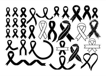 assorted awareness ribbon tie vector graphic design set templateのイラスト素材