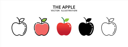 various apple fruit vector logo illustration design template setのイラスト素材