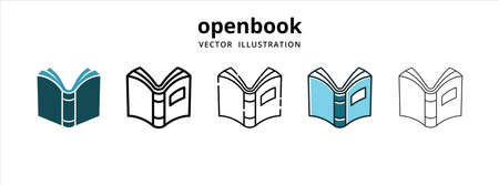 open book symbol of knowledge vector logo illustration design template setのイラスト素材