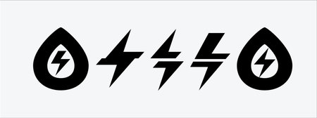 lightning bolt flat vector icon design. Electric spark and electricity power plan symbol vector logo...