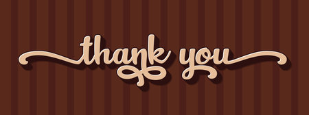 thank you hand lettering design in sweet chocolate theme. thank you calligraphy. thank you text typography letter vector graphic design for greeting card label and web banner.のイラスト素材