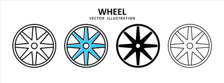 racing wheel tire vector icon design. car motorcycle spare part replacement service.のイラスト素材
