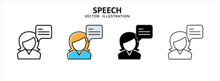 customer service talk help center icon vector illustration simple flat design. women person and talk bubble chat symbolのイラスト素材