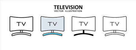 flat curve television monitor icon vector illustration simple flat line graphic designのイラスト素材