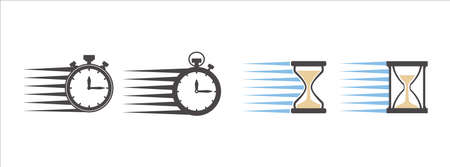 Clock stopwatch and hourglass time moving vector icon illustration.のイラスト素材