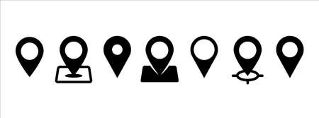 Map location pin icon vector set. Map position marker point icon illustration. Variation designs template.のイラスト素材