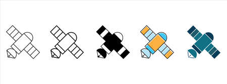 Satellite icon set. Telecommunication satellite vector illustration. Satellite technology global positioning system symbolのイラスト素材