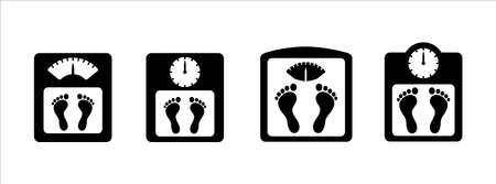 Body weight scale icon vector set. Body weighing scale device vector icon illustration.のイラスト素材