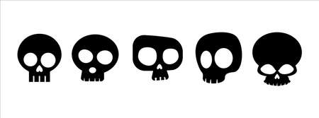 Cute skull vector icon set. Funny skull sticker halloween set vector illustration.のイラスト素材