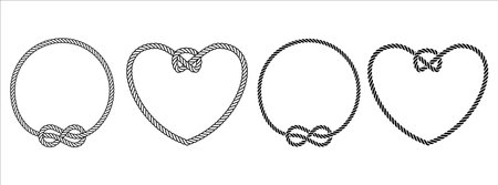 Rope tie heart shape border vector design. Rope lace line vector. Pretty rope knot form. With space bar for writing text.のイラスト素材