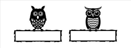 Owl cartoon vector set. Owlet cute mascot design illustration.のイラスト素材