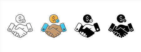 Handshake icon set. Handshake symbol of money business deal vector illustration.のイラスト素材
