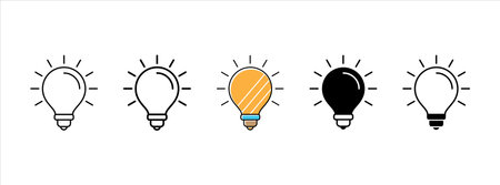 Lightbulb vector icon set. Light bulb lamp symbol of idea or innovation illustration.のイラスト素材