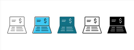 Savings bank book icon. Bank account book icons set. Bill and banknote icon vector set.のイラスト素材
