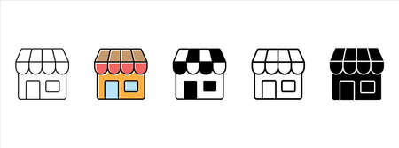Online store shop icon set. Website store shop icons vector set.のイラスト素材