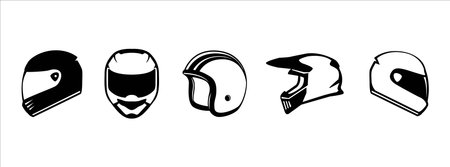 Motorcycle helmet vector icon set. Racing team helmet vector illustrationのイラスト素材