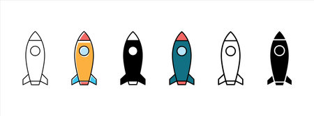 Rocket vector icon set. Launch symbol icons. Launcher sign icon vector stockのイラスト素材