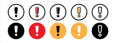 Exclamation mark icon. Exclamation marks vector icons set. Warning and caution mark vector illustrationのイラスト素材