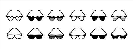 Glasses icon set. Eyeglasses icons vector set. Cool and unique eye glasses icon illustration.のイラスト素材