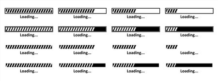 Loading bar icon set. Loading process bar vector icons set. Data load buffering bar slider vector illustration. Download progress. Loading status.のイラスト素材