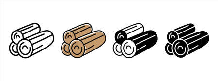Wood log icon set. Firewood vector icon set. Lumber icons. vector illustration.のイラスト素材