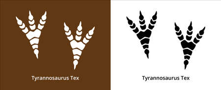 Tyrannosaurus rex foot print. T-rex foot print symbol. Dinosaur T-rex footprint stamp template. Vector stock illustrationのイラスト素材