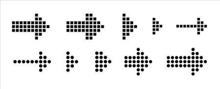 Arrow icon vector set. Arrows icons vector set. Pointer arrow in circle dot and square spot for billboard template.のイラスト素材