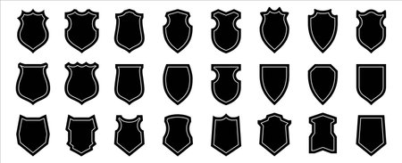 Shield icon vector set. Protect and security symbol illustration. Vector stock template.のイラスト素材