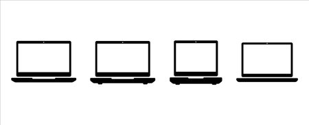 Laptop icon set. Assorted laptops vector icons set. Symbol of personal computer, portable computer, display screen. Simple flat design illustration.のイラスト素材