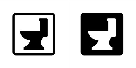Closet vector icon. Water closet sign. WC symbol. In square shape signs vector illustration. Black and white colorのイラスト素材