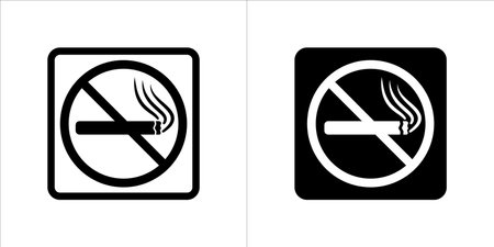 No smoking restroom vector icon. Water closet sign. WC symbol. In square shape signs vector illustration. Black and white colorのイラスト素材