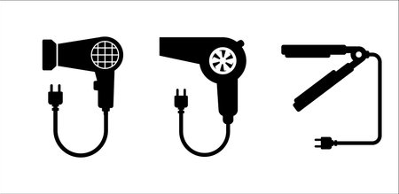 Hair dryer icon. Hairdryer sign. Hair straightener symbol. Hair straighten tool. Vector stock illustration.のイラスト素材