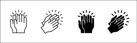 Hands clap symbol. Hand clapping icons. Applaud and acclamation sign. Simple flat icon of praise and cheering graphic design resource and illustration.のイラスト素材