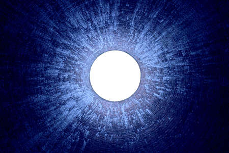 Looking up inside a furnace chimneyの写真素材