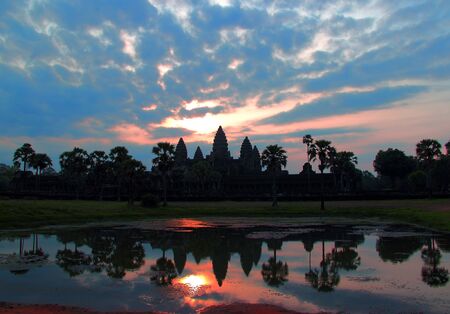 Angkor wat at sunrise siem reap cambodiaの写真素材