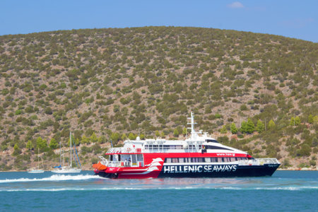 greece, peleponnese, ermioni seacat ferry flying dolphin to athens
