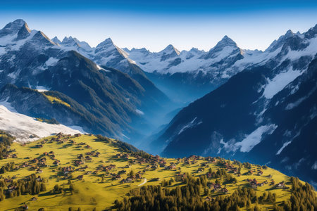Beautiful alpine panoramic view of the Swiss Alps.の素材