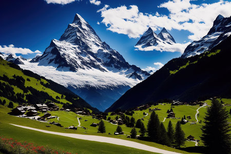 Beautiful mountain landscape in the Alps. Switzerland, Grindelwald.の素材