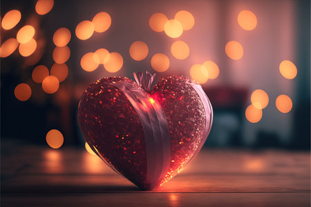 Valentine's day background with heart and bokeh lightsの素材