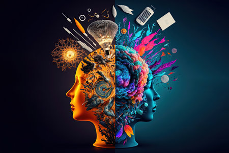 Art and creativity concept. 3d rendering, 3d illustration.の素材