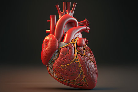 Human heart on a dark background. 3D illustration. 3D rendering.の素材