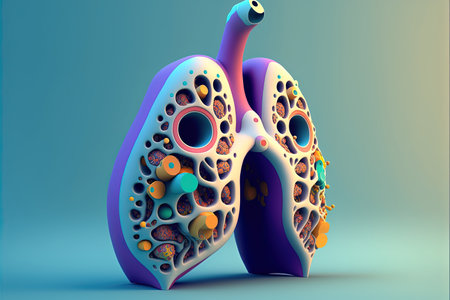 lung anatomy. 3D illustration. 3D rendering.の素材