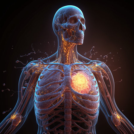 Human body anatomy, x-ray view, 3D rendering.の素材