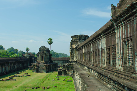 temple complex of Angkor Wat in Cambodiaの写真素材