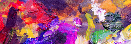 panoramic abstract oil painting background. Oil on canvas texture. Hand drawn oil painting