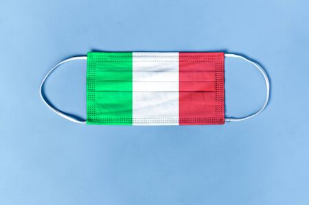 Coronavirus, Covidâ19 in Italy. mask from coronavirus with Italian flagの写真素材