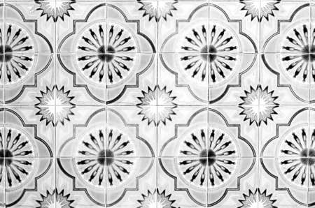 Black and white ceramic tiles. Azulejos fashion interior design tilesの写真素材